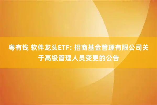粤有钱 软件龙头ETF: 招商基金管理有限公司关于高级管理人员变更的公告